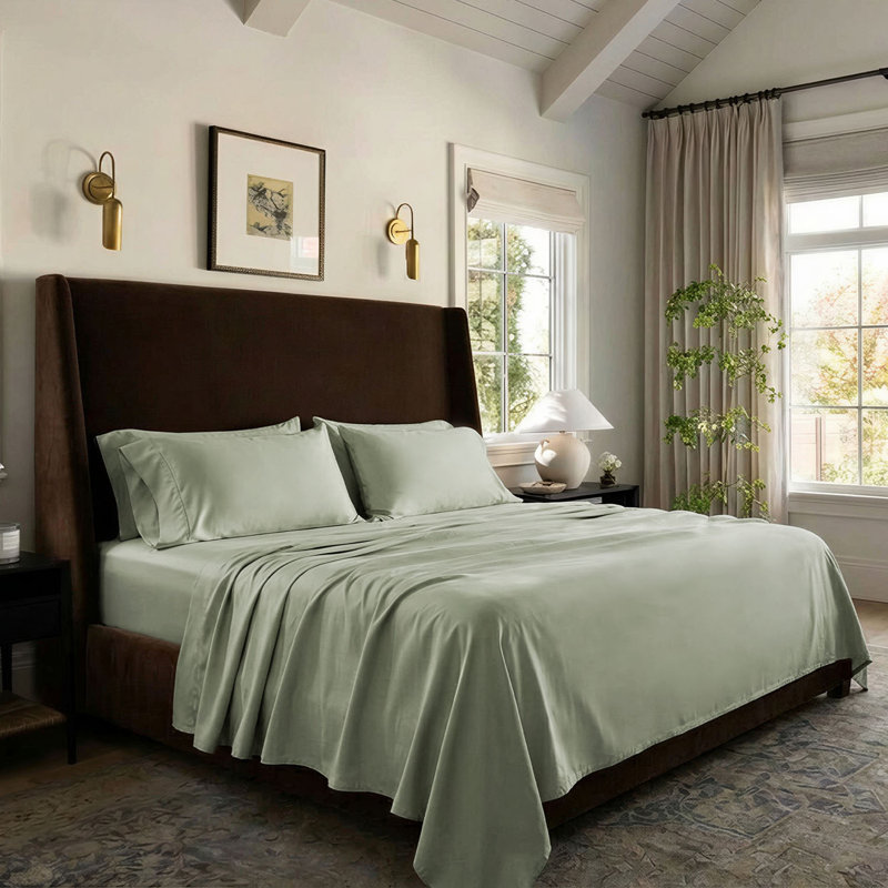 Threadmill 1200 Thread Count 100% Supima Cotton Sheet Set in Sateen Weave, Queen Sheet Set with 2 Pillowcases, Sage Green