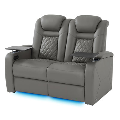 Zero Gravity Top Grain Leather Dual Power Home Theater Recliner Sofa with Memory & Power Headrest