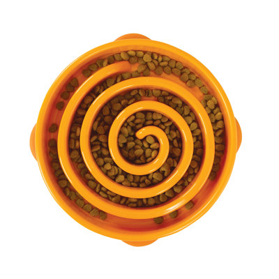 Outward Hound Fun Feeder Bowl, Slow Feeder Dog Bowl, Large, Orange