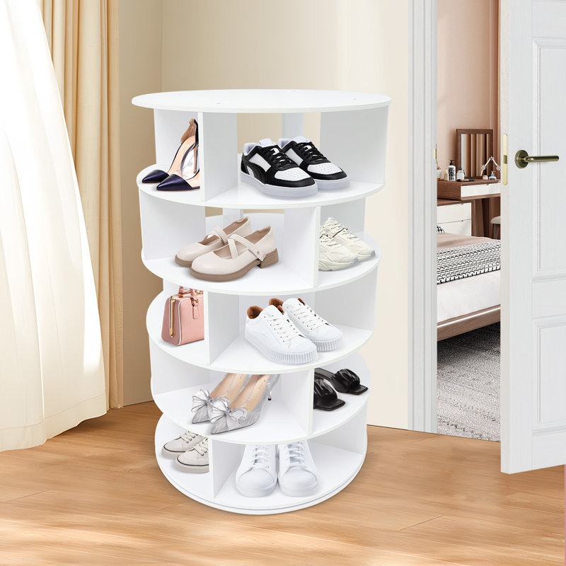 20 Pair Rotating Free Standing Shoe Rack, White