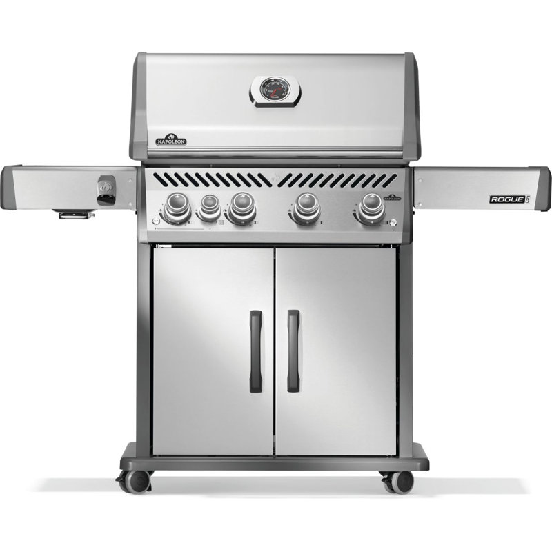 Barbecue à 4 brûleurs avec brûleur latéral infrarouge et grille de cuisson en fonte Rogue PRO 525, Acier Inoxydable