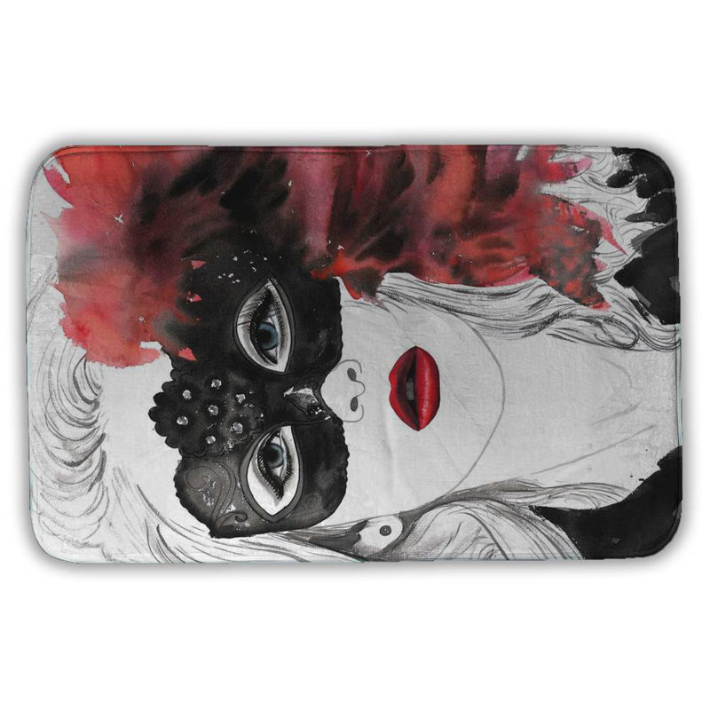 Masked ball Bath Mat with Non-Slip Backing - Quick Dry Memory Foam Bathroom Rug - Absorbent - Modern Plush Spa-Style - Machine Washable