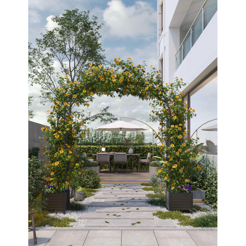 Lit de jardin surélevé avec arche en treillis - Boîte à fleurs surélevée pour fleurs et vignes | Structure en métal antirouille, assemblage facile | pour mariage Garden Party, jardinage, support d'escalade pour patio