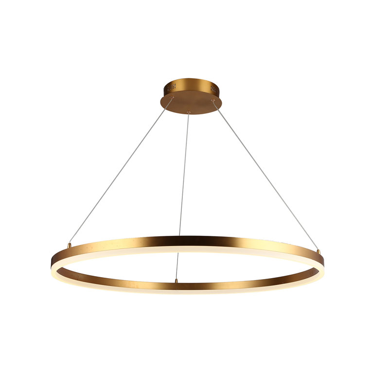 1 - Light LED Unique/Statement Pendant, Gold, 1.6" H x 31.3" W x 1" D
