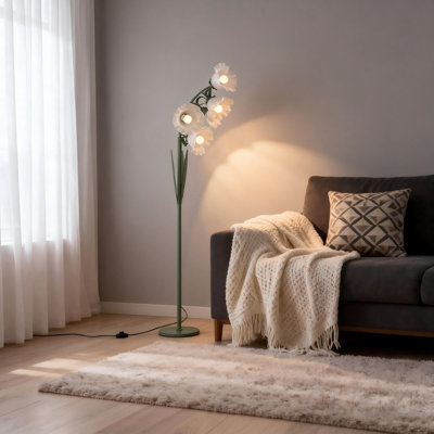 67" Blossom Floor Lamp, 5 Adjustable Flower Lights, Dimmable 3-color Led, For Living Room & Bedroom
