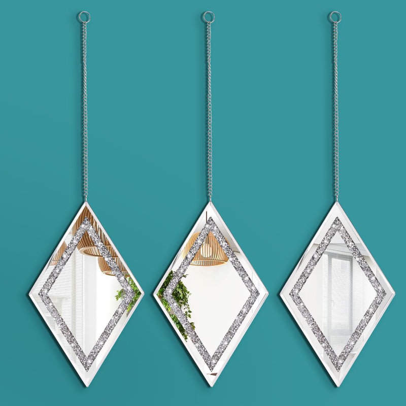 Silver Diamond Shaped Wall Mirror