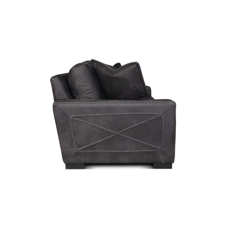 Uptown Cowboy Chaise Sectional, Right Hand Facing, Midnight Longhorn Genuine Leather