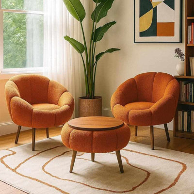 Ensemble de fauteuil à oreilles et table basse (3 pièces)
