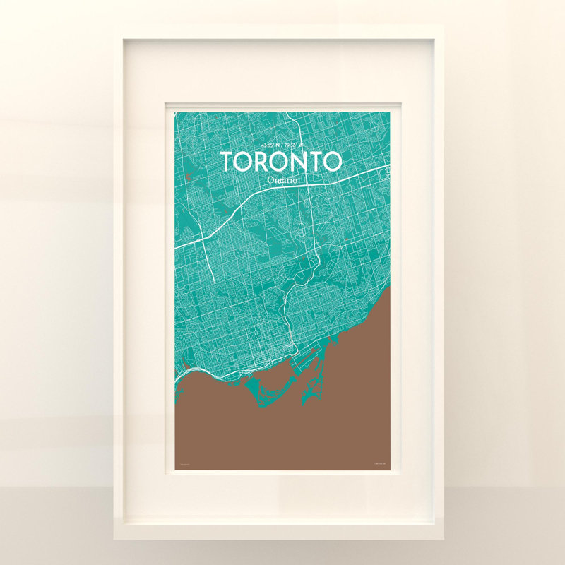 Toronto City Map In Nature - No Frame Print, 17cm H x 11cm W x 0.05cm D