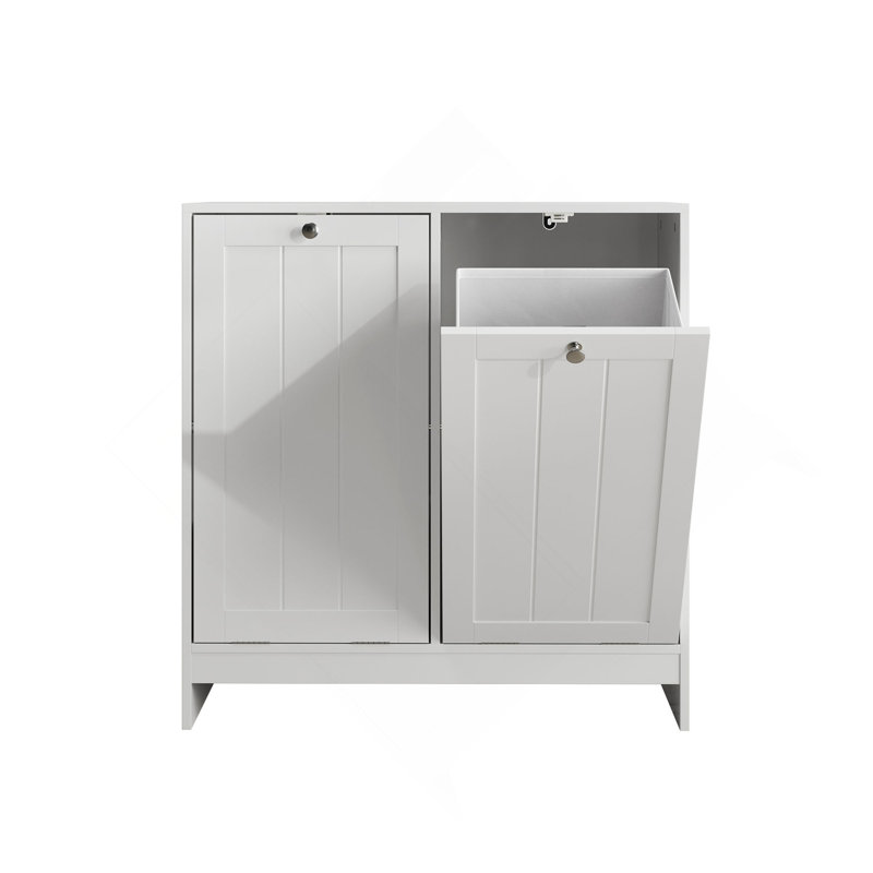 Tilted Laundry Hamper With Removable Basket, Hidden Laundry Hamper, Bathroom Laundry Hamper Storage Cabinet, Free-Standing Home Organizer