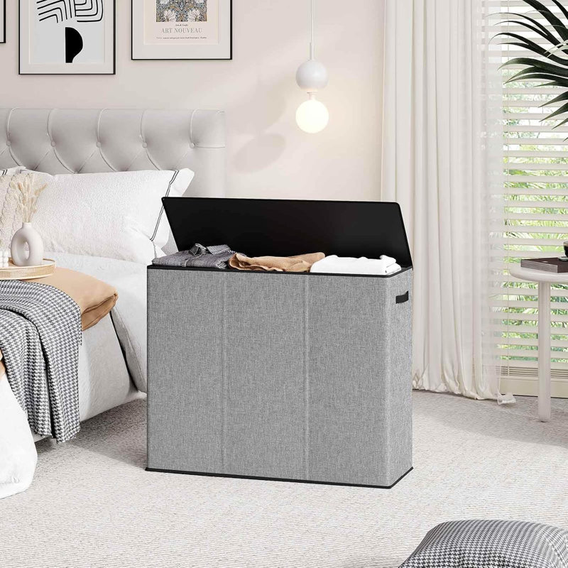 Laundry Hamper 3 Section,180L Large Laundry Basket For Laundry Sorting,Clothes Hamper With 3 Removable Bags,Laundry Hamper With Lid, Ideal For Bedroom,Bathroom,Dorm,Laundry Room
