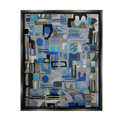 "Blue Geometric Shapes Collage", art mural sur toile par Coco Good