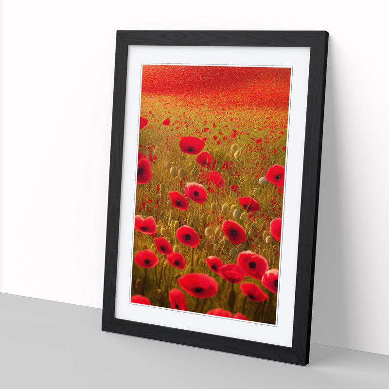 Poppy Field Dreams - Picture Frame Print, Black, 34cm H x 25cm W x 2cm D