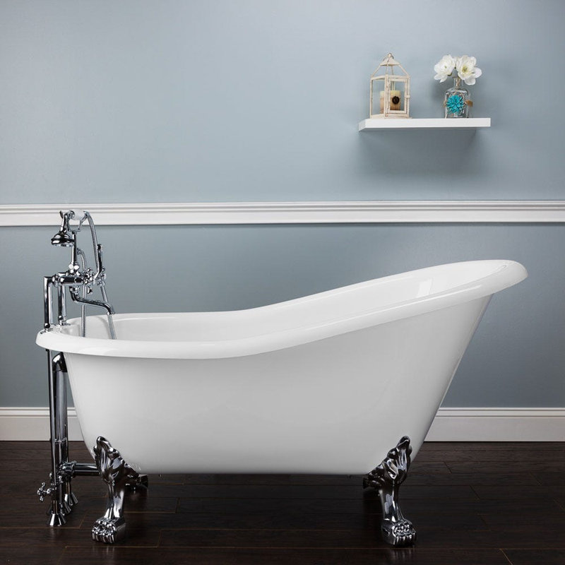 Baignoire de trempage sur pattes en acrylique L 57 po x l 28 po, Chrome