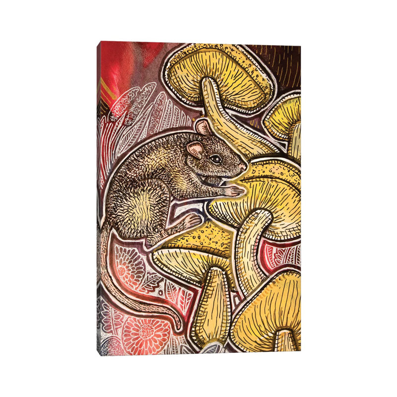 Mouse And Toadstool by Lynnette Shelley - Wrapped Canvas Painting, 20.32 cm H x 30.48 cm W