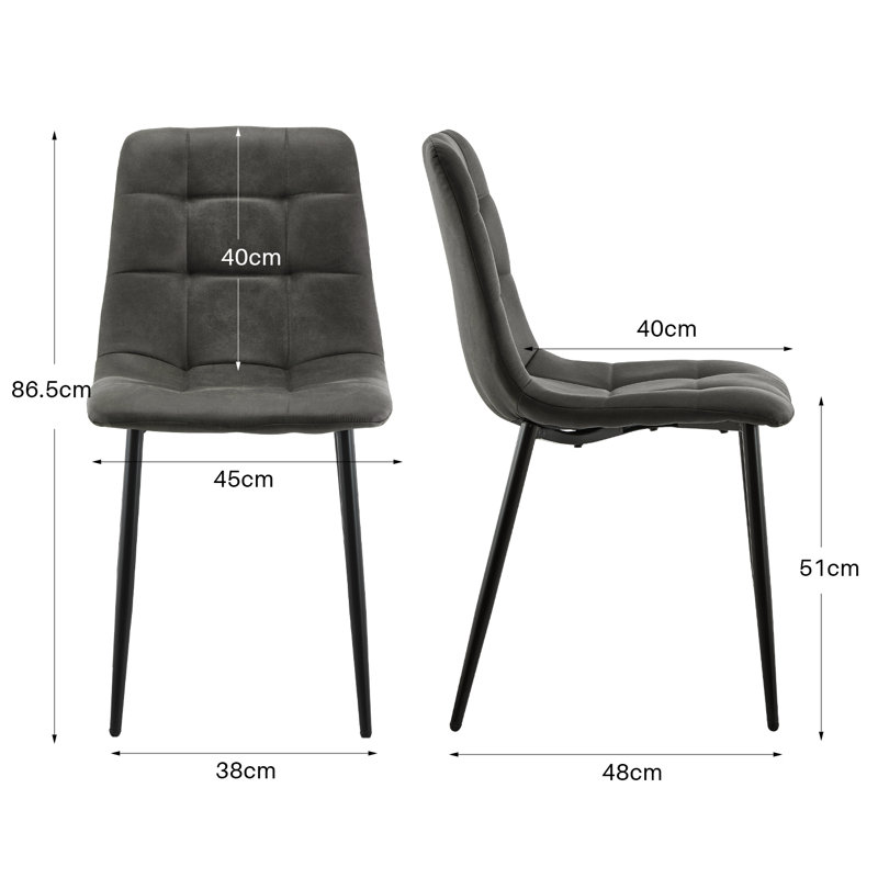 Elden 50cm H Upholstered Side Chair in Black, Black