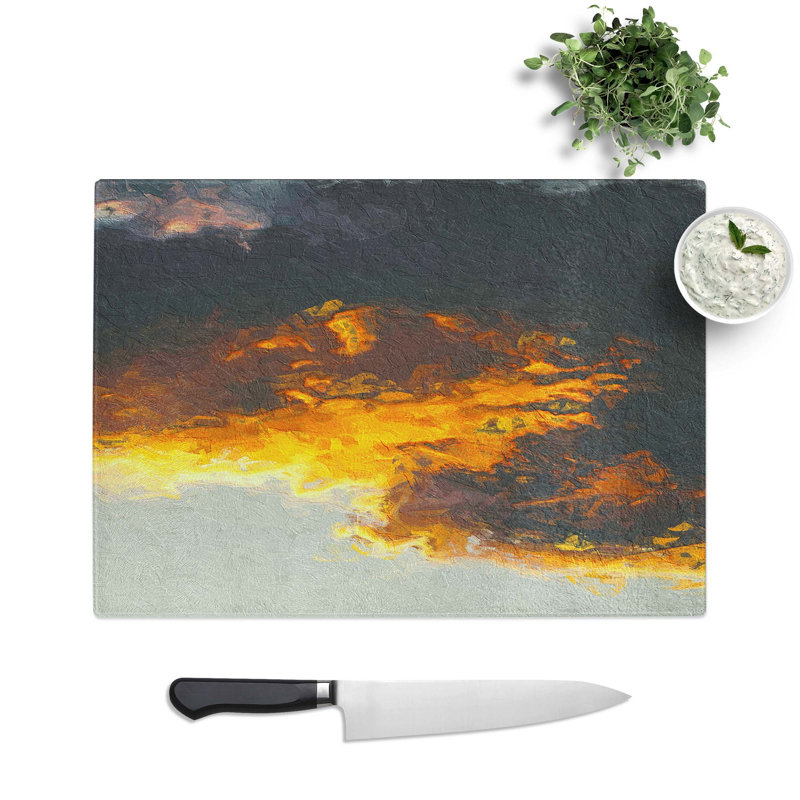 Tempered Glass Cloudy Feelings Chopping Board, 39 cm W x 28.5 cm L