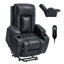 Fauteuil releveur électrique à positions infinies en similicuir gris foncé, supporte jusqu'à 159 kg, structure métallique robuste, massage par vibrations à 8 points, chauffage lombaire, port USB, porte-gobelets-17396532