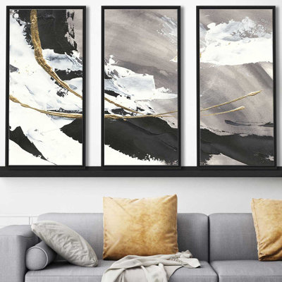 « Dorées arcs I », ensemble de 3 reproductions sur toiles encadrées