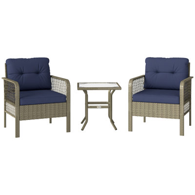 Wicker 2 - Person Garden Lounge Set with Cushions