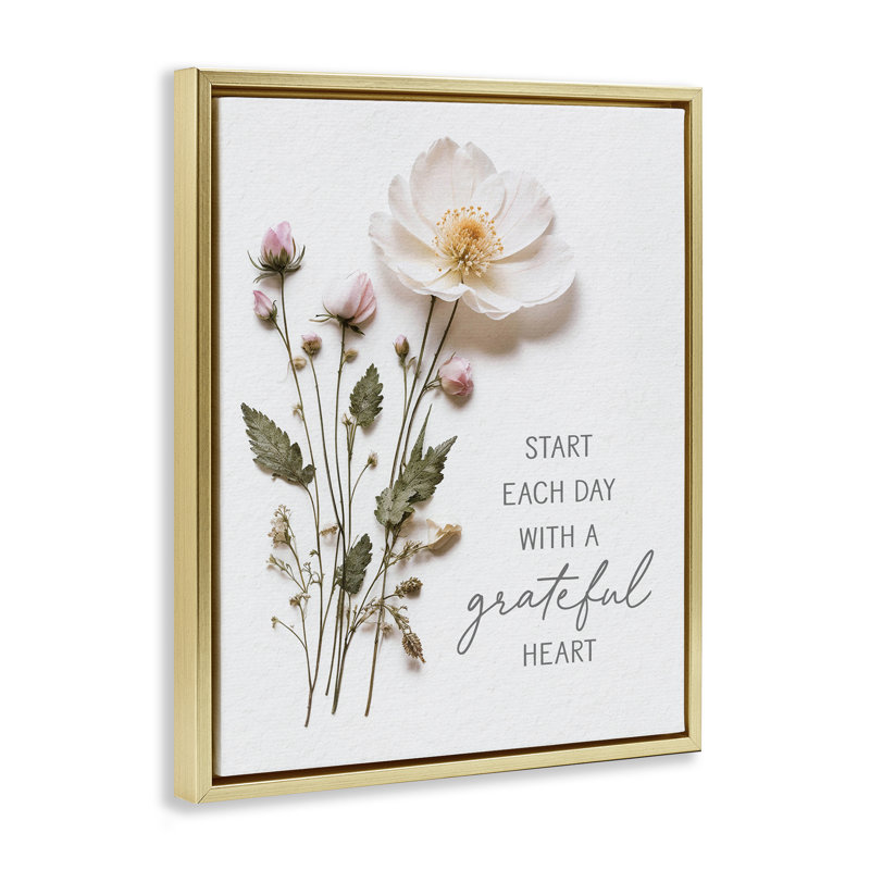 Cadre flottant Grateful Heart, H 21 po x l 17 po, Cadre flottant métallique doré