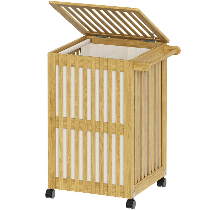  120 L (31gal) Double Laundry Basket，Laundry Hamper With Lid And Wheels