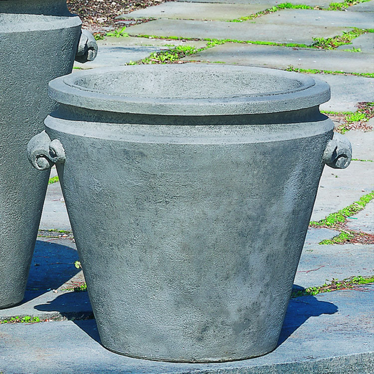 Scroll Handle Handmade Pot Planter, Graystone, 19" H x 22" W x 20" D