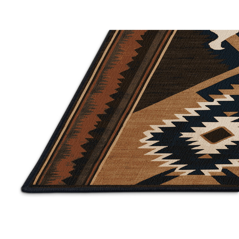 Washable Antler Southwestern Area Rug, Runner 2' x 4'