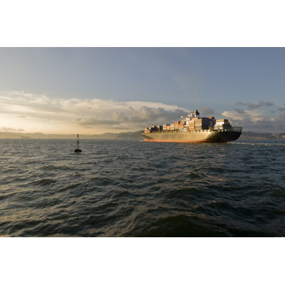 Container Ship At Dusk by Namussi - No Frame Print on Canvas