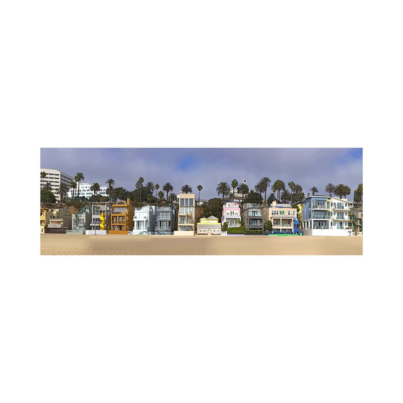 Houses On The Beach, Santa Monica, Los Angeles County, California, USA - Wrapped Canvas Panoramic Print