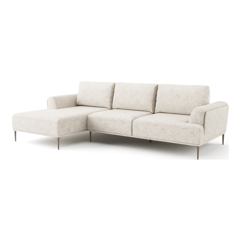 Kertu Upholstered L-Shaped Sectional Left Hand Facing, Cream Chenille
