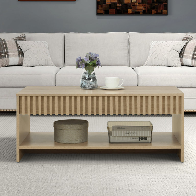 Table basse rectangulaire moderne Mid-Century 39,4 po Abdel, Chêne