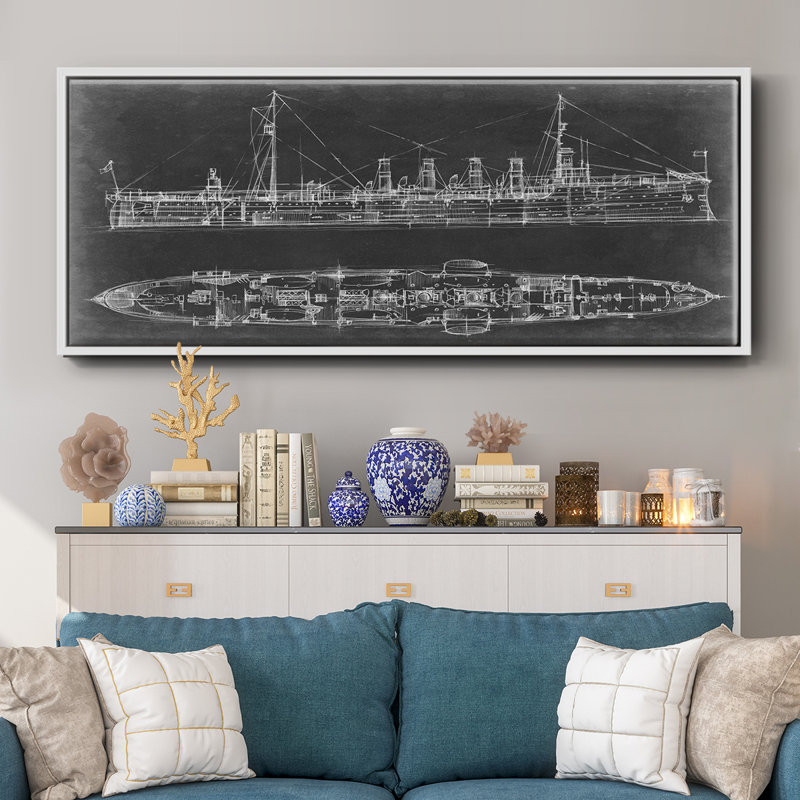 Bleu marine croiseur - plan, toile encadrée