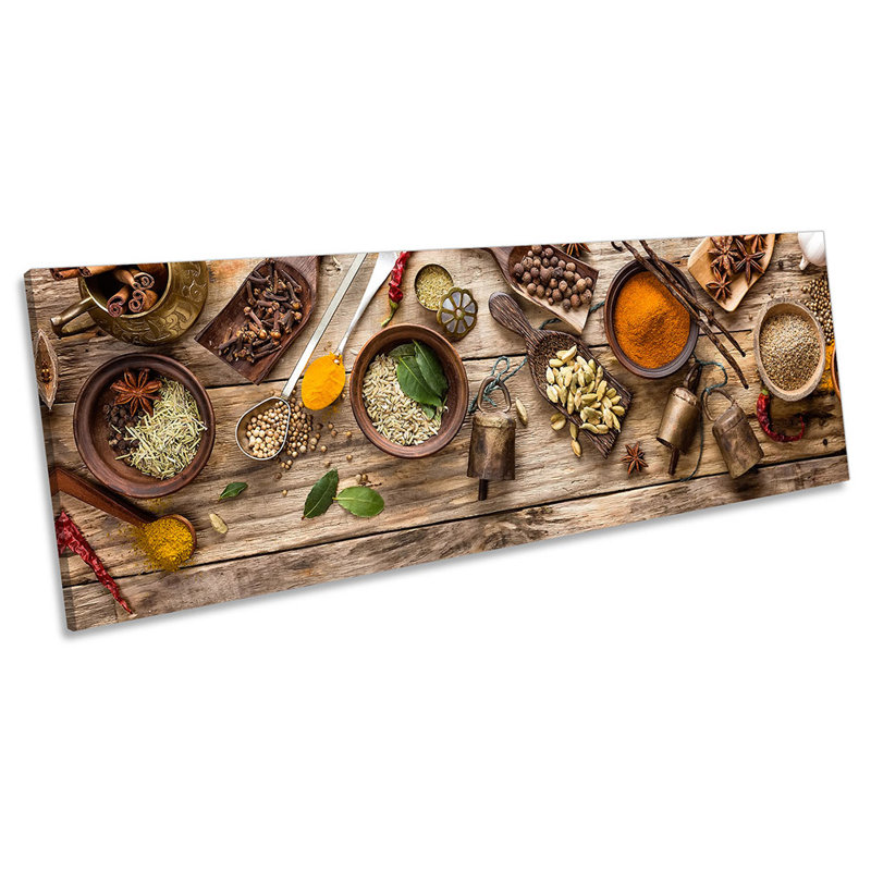 Spices Bowls Wooden - Wrapped Canvas Panoramic Art Prints, 60.96cm H x 182.88cm W