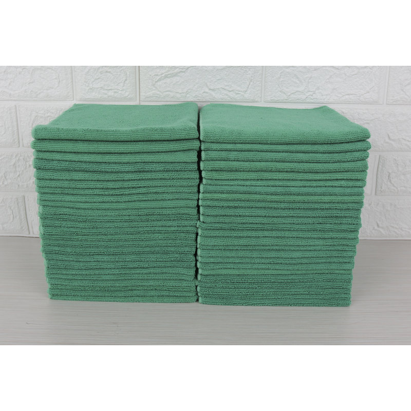 Green Extra-Thick Microfiber Vehicle and Window Cleaning Cloth Set