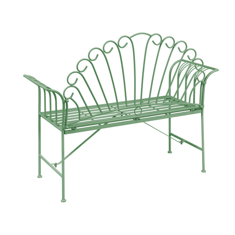 Iron Outdoor Bench, Green