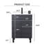 Meuble-lavabo autoportant de 61 cm (24 po) à motif de bois noir avec portes à fermeture amortie