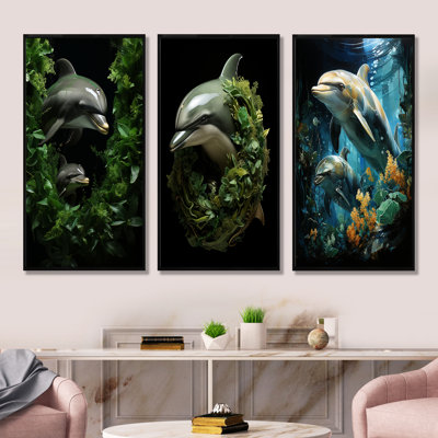 Dolphin Eco Guardians - Dolphin Wall Art Living Room Set Of 4