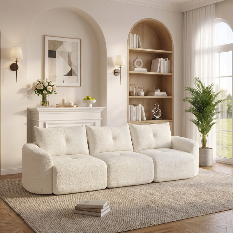 Canapé surdimensionné de 109 po avec sièges profonds et soutien robuste, Beige