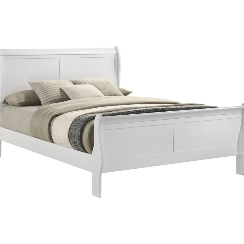 Grand lit avec ton de bois blanc, design et présentation aérée dans la silhouette ouverte de la chambre à coucher pour l'intérieur