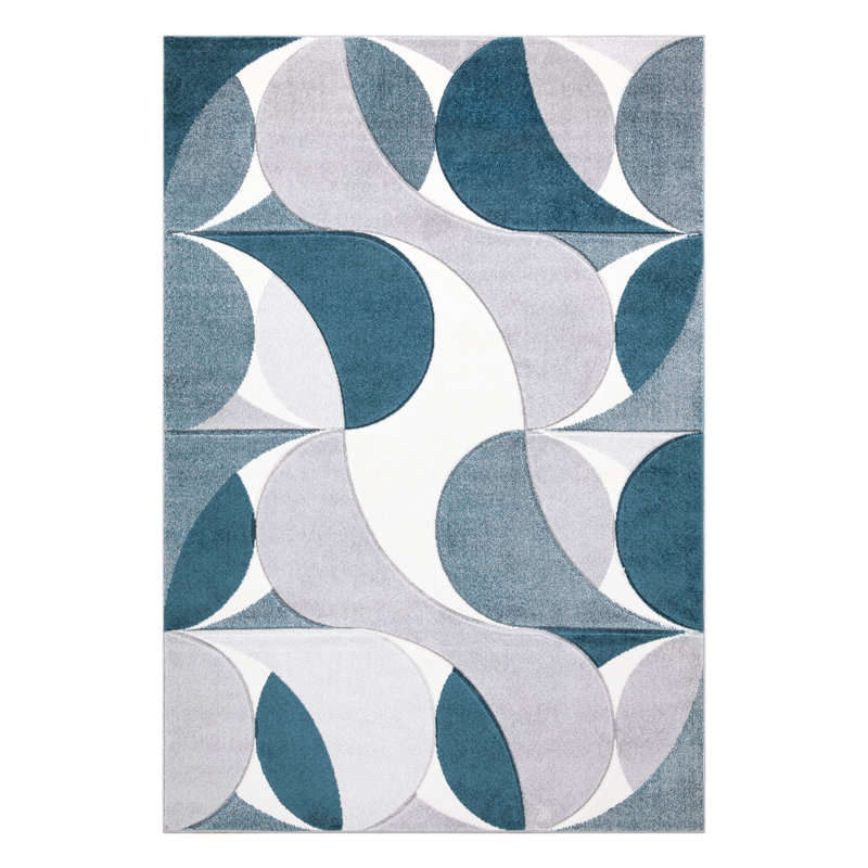 Kenzo Emerald Abstract Geometric Modern Rug – Large Living Room Carpet | Bedroom & Hallway Runner | Soft, Stain Resistant, Non-Shedding Floor Mat