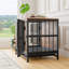 Mobilier de cage pour chien, table de caisse pour chien en bois, chenil pour chien 32,8 po avec 2 portes coulissantes et cadre de porte en fer épais-1089614423