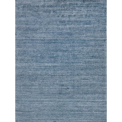 Rectangle Plush Solid Color Hand-Knotted Wool Area Rug in Gray