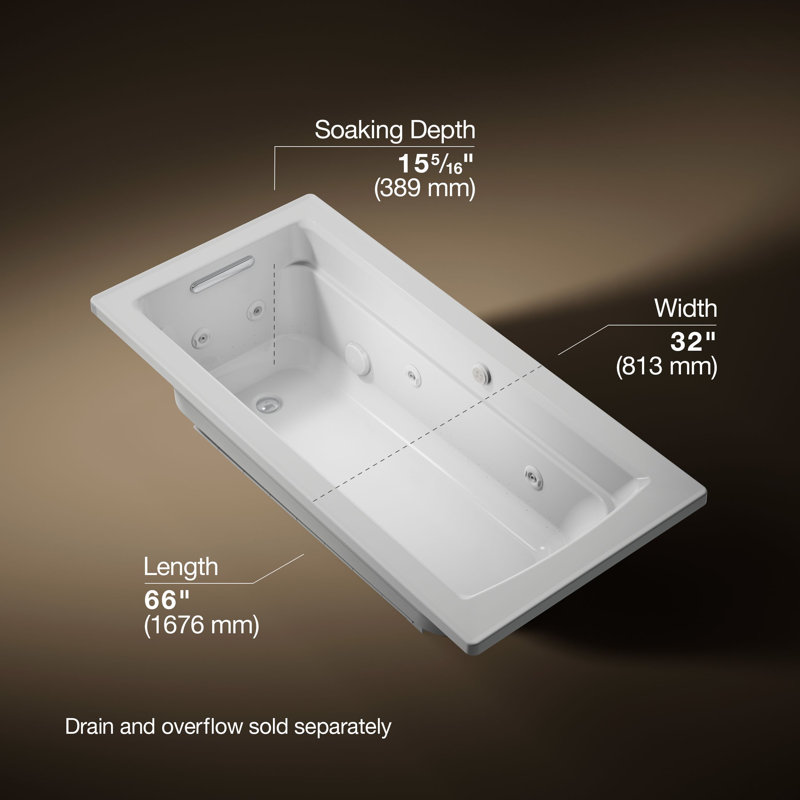 Archer 66" x 32" Drop-in Whirlpool, Ice Grey