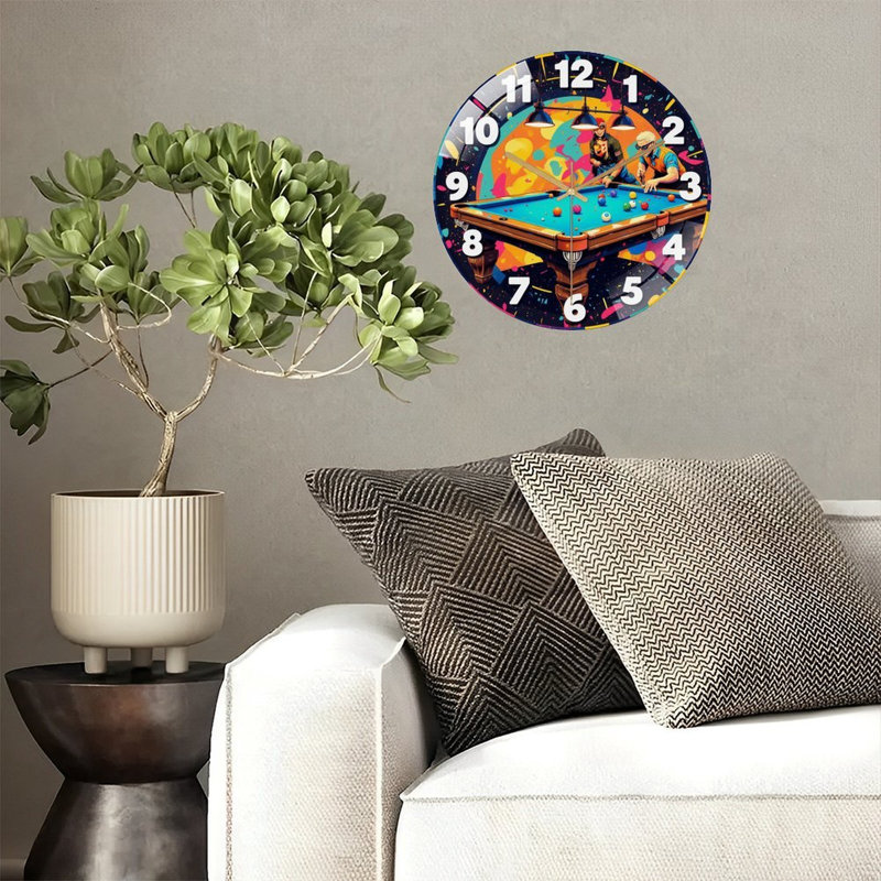 Horloge murale colorée pour table de billard 12 po