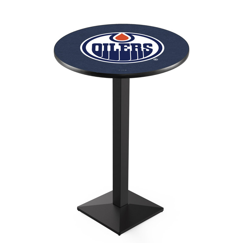 Table de salle à manger 30 po NHL, Noir froissé, Edmonton Oilers