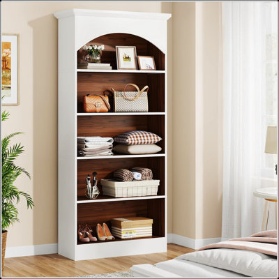 5-Tier Vintage Library Bookcase for Living Room, Office, and Bedroom, Spacious and Elegant Storage Solution