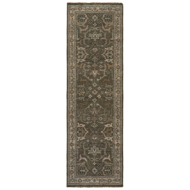 Tapis oriental en laine noué à la main Kline, Tapis de couloir : 3 pi x 10 pi
