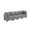 Fauteuil d'appoint moderne capitonné en tissu d'aspect lin gris