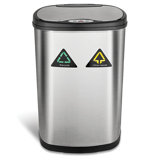 Nine Stars 13 Gallon Stainless Steel Motion Sensor Multi-Compartments Trash & Recycling Bin